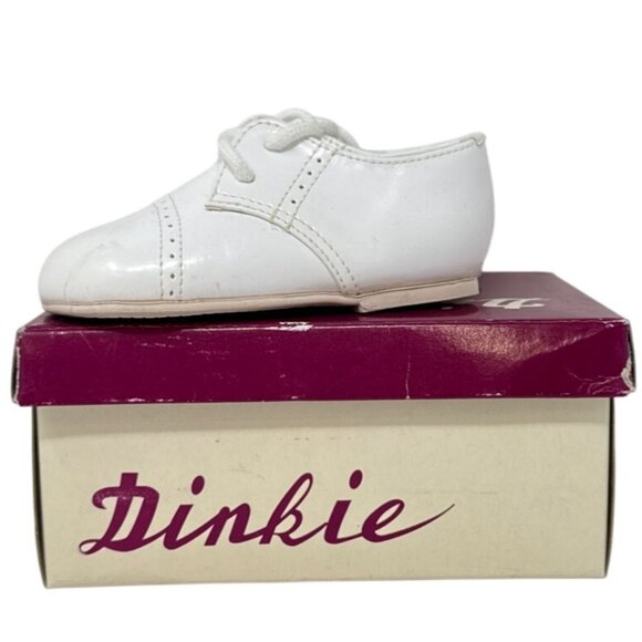 Dinkie Baby White Patent Leather Shoes Size 4 With Box - Picture 4 of 6